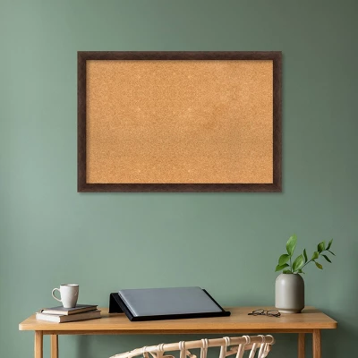 Amanti Art 39"x27" Warm Walnut Wood Framed Natural Cork Bulletin Board 9 Amanti Art 39"x27" Warm Walnut Wood Framed Natural Cork Bulletin Board - Image 7