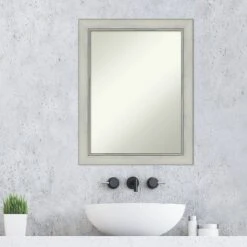 Amanti Art Flair Silver Patina Non-Beveled Bathroom Wall Mirror - 22" x 28" -Amanti Art Shop GUEST ac56d37c d3d5 47b3 bc73 62df7286d443