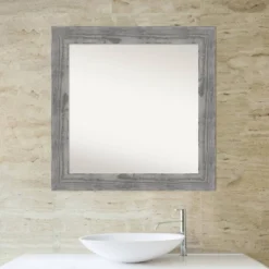 Amanti Art Bridge Grey Wood Bathroom Wall Mirror, 32" x 32" Non-Beveled -Amanti Art Shop GUEST ac5ec8e8 d50f 409e 9323 4e46bcceb8a7