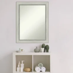 Amanti Art Flair Silver Patina Non-Beveled Bathroom Wall Mirror - 22" x 28" -Amanti Art Shop GUEST adf203fb 2ce7 43cf b032 41a082cff8a7