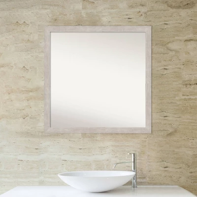 29" X 29" Non-Beveled Marred Wood Bathroom Wall Mirror Silver - Amanti Art 6 29" X 29" Non-Beveled Marred Wood Bathroom Wall Mirror Silver - Amanti Art - Image 4