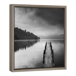 Amanti Art 16" x 16" Lake View With Pier II Framed Canvas Wall Art by George Digalakis