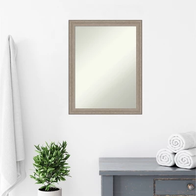 Amanti Art 21" x 27" Curved Wood Bathroom Wall Mirror in Greywash Finish 9 Amanti Art 21" x 27" Curved Wood Bathroom Wall Mirror in Greywash Finish - Image 7
