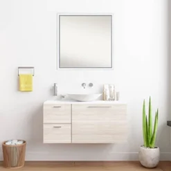 Amanti Art Morgan 28" Square Wood Bathroom Wall Mirror - White & Blue -Amanti Art Shop GUEST b0487025 1719 4156 9a89 7efaef7928f5