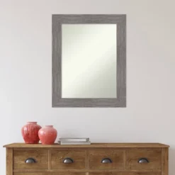 Amanti Art Pinstripe Plank Gray Non-Beveled Bathroom Wall Mirror - 24" x 30" -Amanti Art Shop GUEST b0a698f2 0cde 4979 8602 06fdbf841235