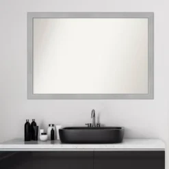 Amanti Art Vista Brushed Nickel Narrow Bathroom Wall Mirror - 39" x 27" -Amanti Art Shop GUEST b1c99d4d 4f33 4933 871c 15185dfc3eba