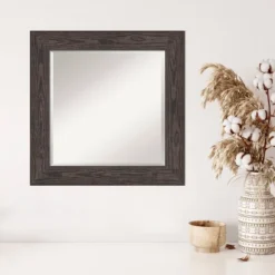 Amanti Art 26" x 26" Beveled Bridge Black Wood Wall Mirror -Amanti Art Shop GUEST b202841e f0db 4c95 b6fe eaa884551d1d