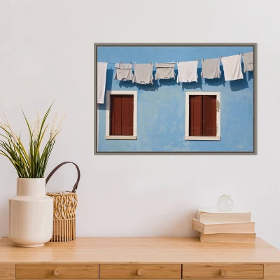Amanti Art Hanging Laundry Along Blue Wall Framed Canvas by Brenda Tharp 8 Amanti Art Hanging Laundry Along Blue Wall Framed Canvas by Brenda Tharp - Image 6