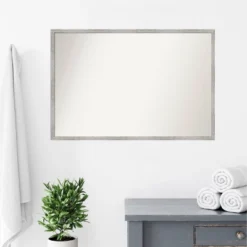 Amanti Art Shiplap White Narrow Wood Bathroom Wall Mirror - 37" x 25" -Amanti Art Shop GUEST b2b6f7e5 56a9 46ec a250 4d05841af700