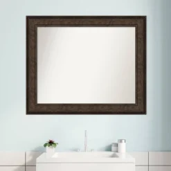 Amanti Art Ridge Bronze Non-Beveled Bathroom Wall Mirror - 34" x 28" -Amanti Art Shop GUEST b2c6800c bb43 4bc8 8d66 7a98bd01a1ab