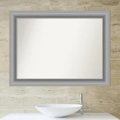 Amanti Art Peak Polished Nickel Non-Beveled Bathroom Wall Mirror (44" x 33") -Amanti Art Shop GUEST b3a30063 7f92 4b52 a14d 61dfca497f1e