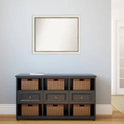 Amanti Art 31" x 25" Modern Rectangle Wall Mirror - Eva White Gold Frame -Amanti Art Shop GUEST b48dc98a 8dbd 4281 88a8 9377a16123e0