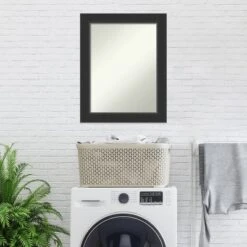 Amanti Art 23" x 29" Corvino Black Wood Non-Beveled Bathroom Wall Mirror -Amanti Art Shop GUEST b4d9dc66 827d 4659 aa46 ffa905826a7a