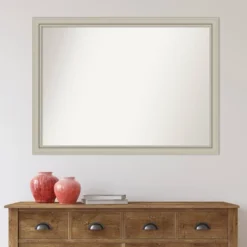 42" X 31" Non-Beveled Romano Silver Narrow Wood Wall Mirror - Amanti Art: Modern Rectangle, Includes Mounting Hardware -Amanti Art Shop GUEST b4f2ebf3 5d32 45d3 af6e 55e49fa10621
