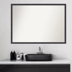 Amanti Art Dark Bronze Scoop Wood Bathroom Wall Mirror - 40" x 29" -Amanti Art Shop GUEST b79868f2 876a 46e6 8015 514c02b56306