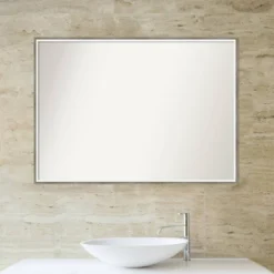 Amanti Art Lucie Silver Wood Framed Bathroom Wall Mirror - 39" x 28" -Amanti Art Shop GUEST b8e39ed4 985f 4d7c bec1 2d85de7df5c6