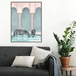 Amanti Art Office Gossip Zebras Framed Canvas Wall Art 23x30 Gray Wash -Amanti Art Shop GUEST b920f152 f85c 4b40 aab3 fa816328b31b