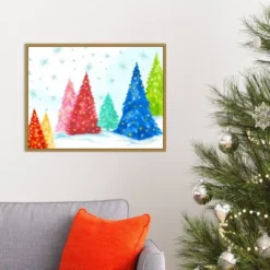 Amanti Art Magic Christmas Trees I by PI Studio Framed Canvas Wall Art - 24" x 18" -Amanti Art Shop GUEST ba1b9df9 ce46 4856 91ad 5cc1597e11dc