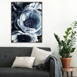 Amanti Art Peony Blue Petals III by Ashley Aldridge Framed Canvas Wall Art - Gray Wash -Amanti Art Shop GUEST ba38b8d0 5cf9 4494 96a3 1b9cf878db78