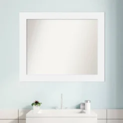Amanti Art Corvino White Wood Non-Beveled Bathroom Wall Mirror (33" x 27") -Amanti Art Shop GUEST ba5a4262 19fd 44fc a06d 9223fd497d51