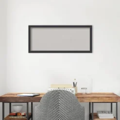 Amanti Art 32"x14" Stylish Black Wood Framed Gray Cork Bulletin Board -Amanti Art Shop GUEST bb15435e a739 4107 a9f7 cbdd8b648b81