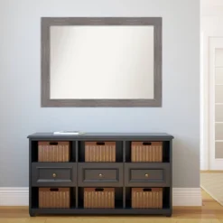 Amanti Art Pinstripe Plank Gray Large Bathroom Wall Mirror - 44" x 33" -Amanti Art Shop GUEST bc259ece 7ce4 43e2 8dfd 419902b5fbfd