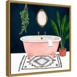 Amanti Art Boho Bath II by Victoria Borges 16x16 Framed Canvas Wall Art