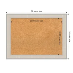 Amanti Art 32"x24" Cottage Wood Framed Natural Cork Bulletin Board - White & Silver -Amanti Art Shop GUEST bf1ba520 a971 4b97 8c52 9dae5c083030