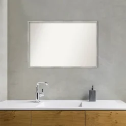 Amanti Art Shiplap White Narrow Wood Bathroom Wall Mirror - 37" x 25" -Amanti Art Shop GUEST bf2fe108 3c9a 4e51 9975 c8aa54b529ff