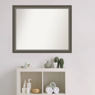 31" X 25" Non-Beveled Domus Wood Bathroom Wall Mirror Dark Silver - Amanti Art 6 31" X 25" Non-Beveled Domus Wood Bathroom Wall Mirror Dark Silver - Amanti Art - Image 4