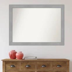 Amanti Art Vista Brushed Nickel Modern Rectangular Wall Mirror -Amanti Art Shop GUEST bf5e3b9d d356 4ac5 9099 949ad3482433