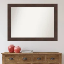 Amanti Art Wildwood Brown Non-Beveled Bathroom Wall Mirror (43" x 32") -Amanti Art Shop GUEST c0f391be 8999 4af5 b803 68df5ffd640c