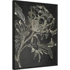 22" X 30" Golden Flower Folklore I By Asia Jensen Framed Canvas Wall Art Black - Amanti Art