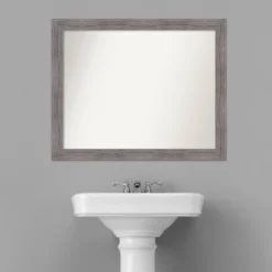 Amanti Art Pinstripe Plank Gray Narrow Bathroom Wall Mirror - 32" x 26" 16 Amanti Art Pinstripe Plank Gray Narrow Bathroom Wall Mirror - 32" x 26" -Amanti Art Shop GUEST c30d3985 143e 420e 9795 bae7641a4f2e