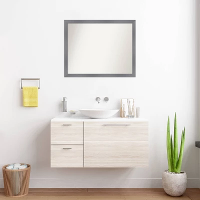 Amanti Art Edwin Gray Wood Bathroom Wall Mirror, 31" x 25" Non-Beveled 6 Amanti Art Edwin Gray Wood Bathroom Wall Mirror, 31" x 25" Non-Beveled - Image 4