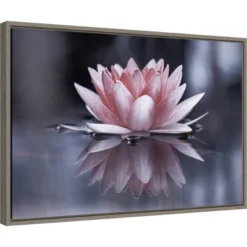 Amanti Art 23" x 16" Padmasana Lotus Flower Framed Canvas Wall Art by Fabien Bravin