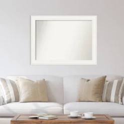 44" X 33" Non-Beveled Ridge White Wall Mirror - Amanti Art -Amanti Art Shop GUEST c5d70dc8 9d90 4191 8701 e0d92442402a