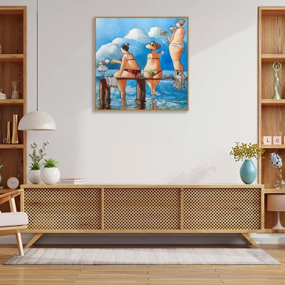 Amanti Art Tea Break On The Jetty by Ronald West - 30" x 30" Framed Canvas Wall Art 6 Amanti Art Tea Break On The Jetty by Ronald West - 30" x 30" Framed Canvas Wall Art - Image 4