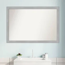 Amanti Art Vista Brushed Nickel Narrow Bathroom Wall Mirror - 39" x 27" -Amanti Art Shop GUEST c7a721d9 c4ef 43be a834 e384e13a7912