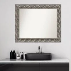 Amanti Art Silver Luxor Wood Bathroom Wall Mirror - 34" x 28" -Amanti Art Shop GUEST c81ae2a3 478e 4fb9 9868 f1ad0d12a166