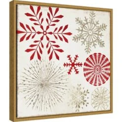 Amanti Art "Christmas Snowflakes I" 16" x 16" Framed Canvas Wall Art