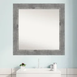 Amanti Art Bridge Grey Wood Bathroom Wall Mirror, 32" x 32" Non-Beveled -Amanti Art Shop GUEST c9289c8d 1f88 45af b9be a1a5de77dd67