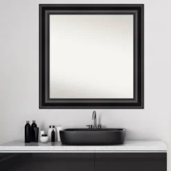 Amanti Art 32" x 32" Grand Black Framed Non-Beveled Bathroom Mirror -Amanti Art Shop GUEST cbaede0a 73a4 4f16 a3b1 9903a68640d5
