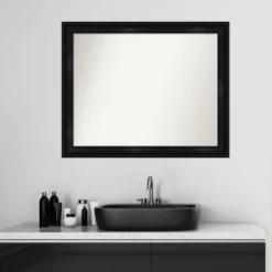 Amanti Art Grand Black Narrow Bathroom Wall Mirror - 32" x 26" Non-Beveled -Amanti Art Shop GUEST cd2a2cb1 067d 48ef 9953 38eb8d87180c