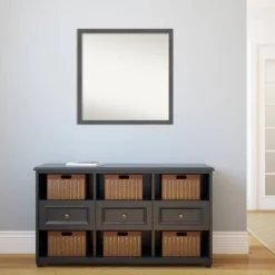 Amanti Art Pinstripe Plank Gray Thin Bathroom Wall Mirror - 28" x 28" -Amanti Art Shop GUEST cde62997 1a71 4eb4 a037 07cb3891be83