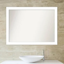 Amanti Art 42" x 31" Wedge White Non-Beveled Bathroom Wall Mirror -Amanti Art Shop GUEST ce350910 ad4a 4032 8ce5 440e50174e11