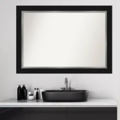 Amanti Art Eva Black & Silver Non-Beveled Bathroom Wall Mirror - 42" x 30" -Amanti Art Shop GUEST ce96b73c 31b5 491f 8df7 68dbf7ca9e98
