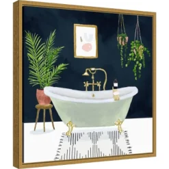 Amanti Art Victoria Borges Boho Bath I Framed Canvas Wall Art 16x16