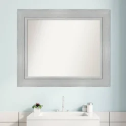 Amanti Art Romano Silver Handcrafted Wood Bathroom Wall Mirror (35" x 29") -Amanti Art Shop GUEST cf2810af c88a 4541 8df4 5ffba05b17a8