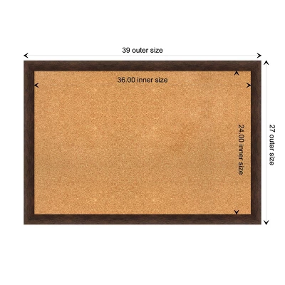Amanti Art 39"x27" Warm Walnut Wood Framed Natural Cork Bulletin Board 11 Amanti Art 39"x27" Warm Walnut Wood Framed Natural Cork Bulletin Board - Image 9